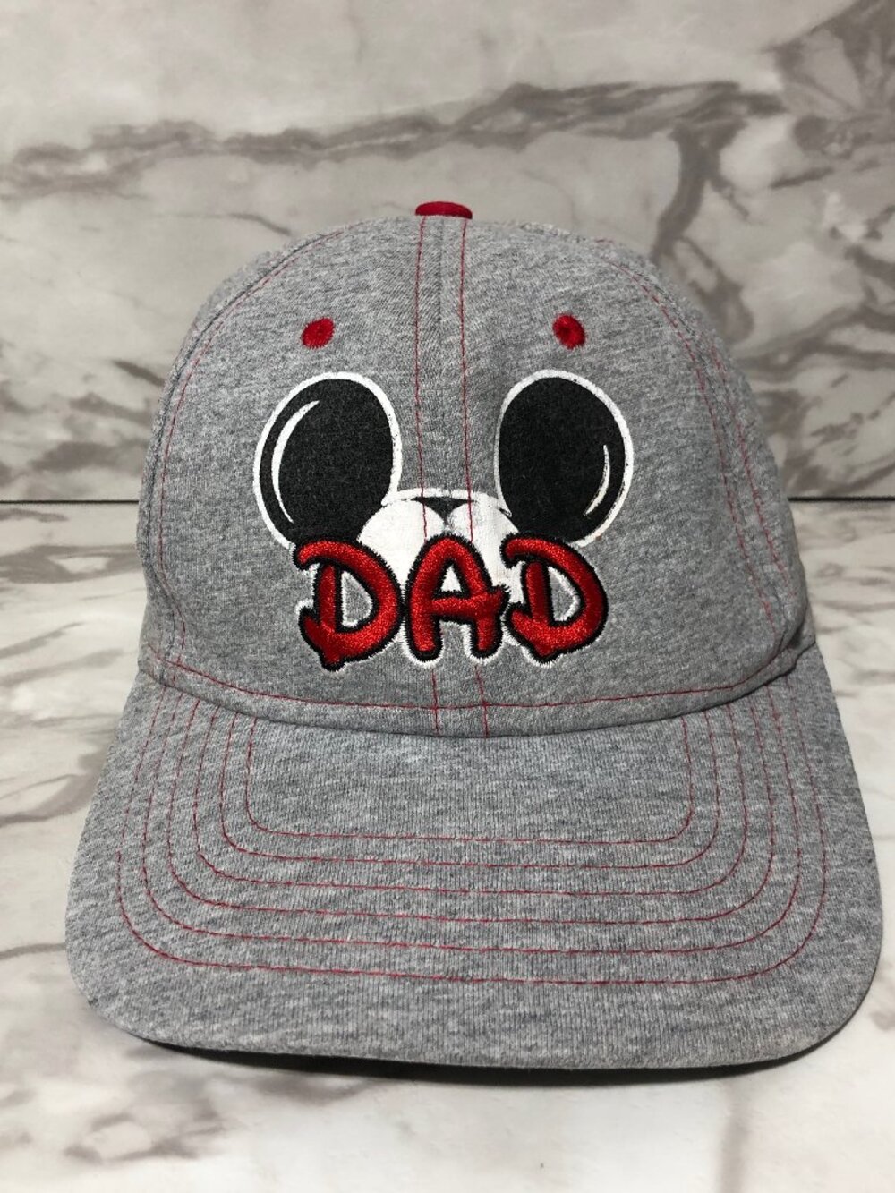 Disney Baseball Cap Size Adult Gray With DAD Mickey Mouse Ears